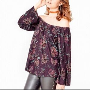 𝅺CALIFORNIA Moonrise off the shoulder rose shirt M